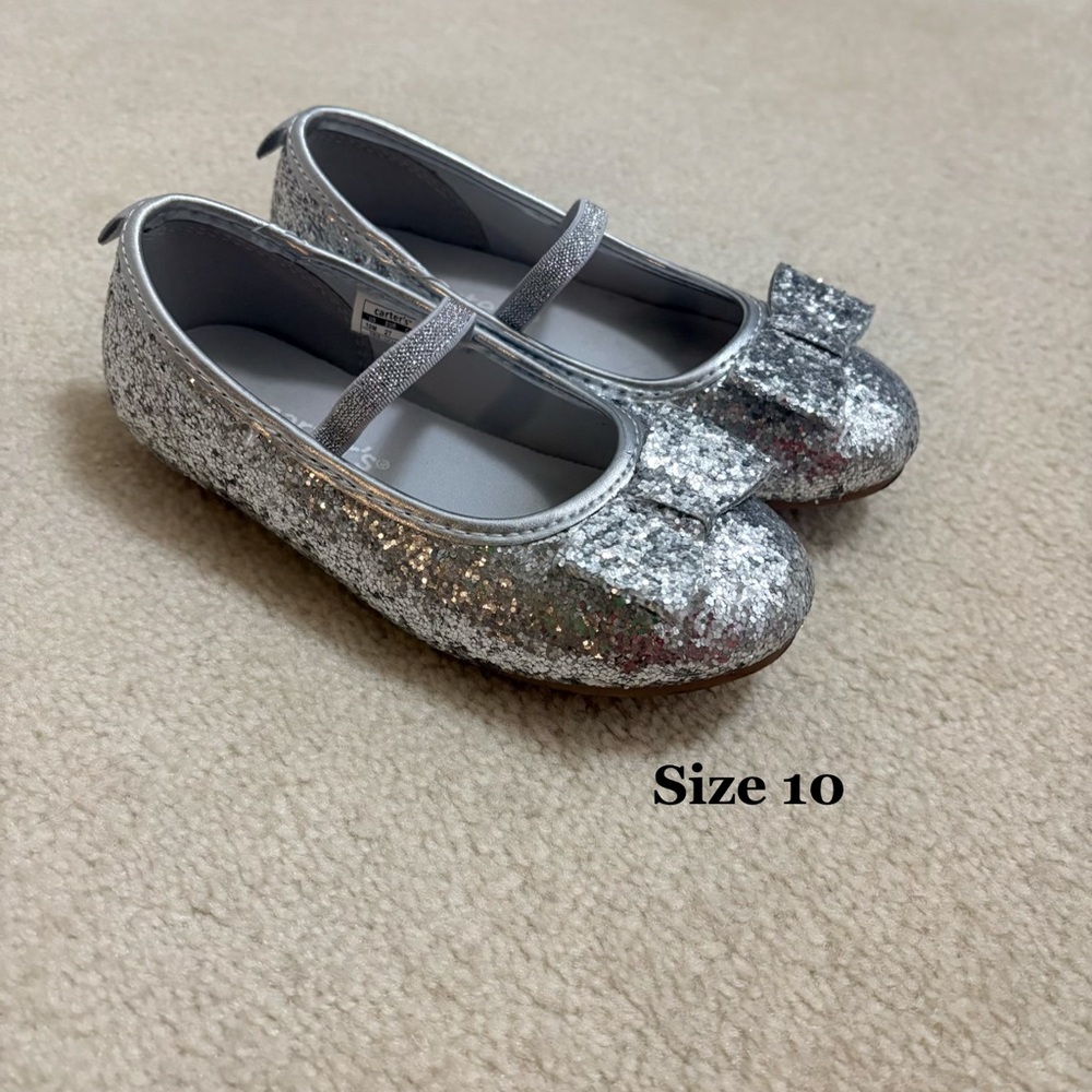 Carter's Glittery Silver Dress Shoes - Size 10